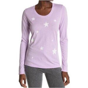 Sundry Women's NWOT Purple Lilac Star Print Long Sleeve Round Neck T-Shirt Small